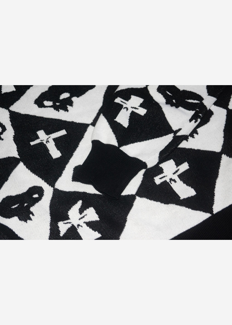 Свитер Creepy Ромб черно-белый