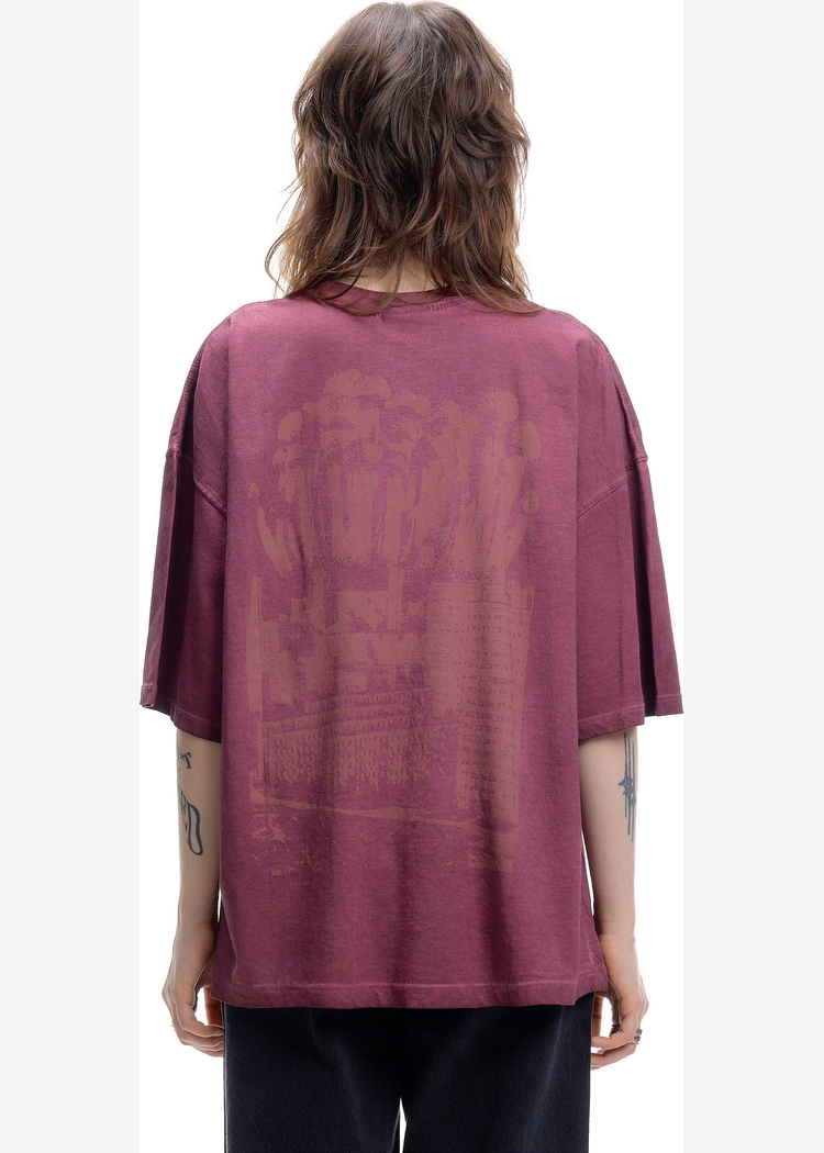 Футболка белая ISSAYA Omen Burgundy Garment Dyed 