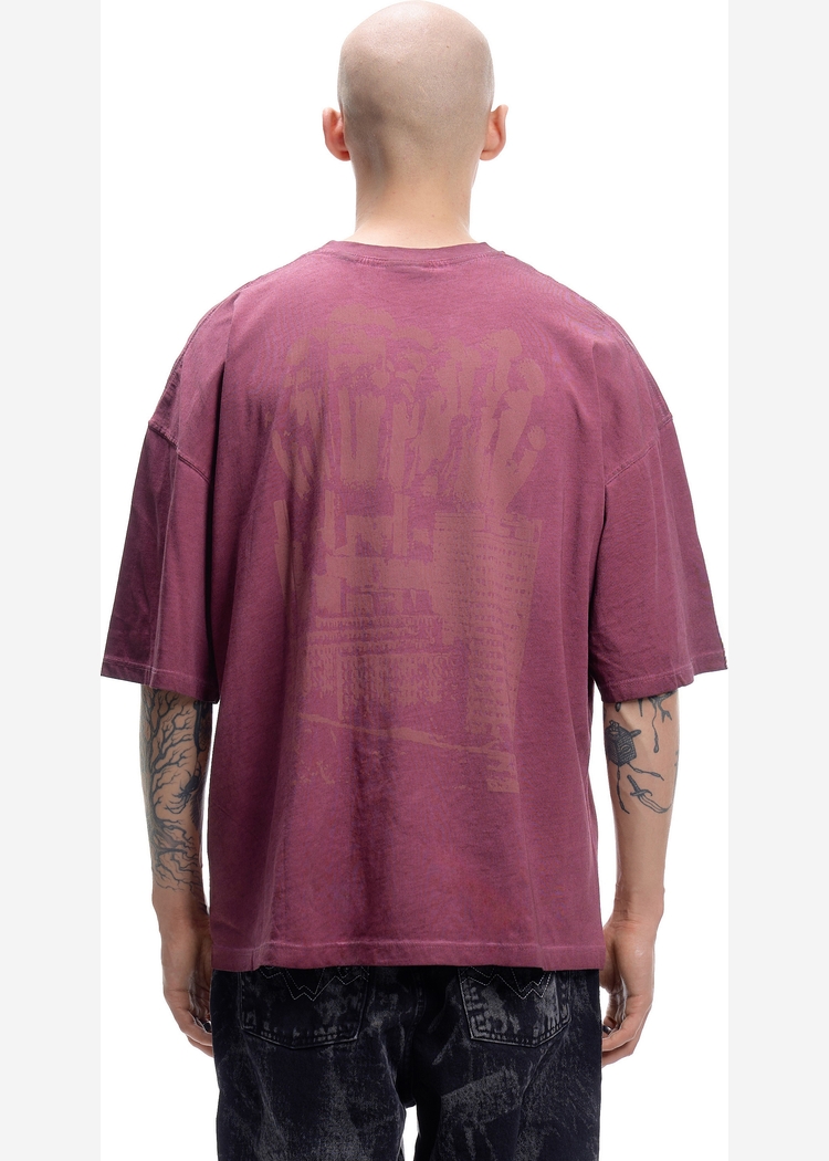 Футболка белая ISSAYA Omen Burgundy Garment Dyed 