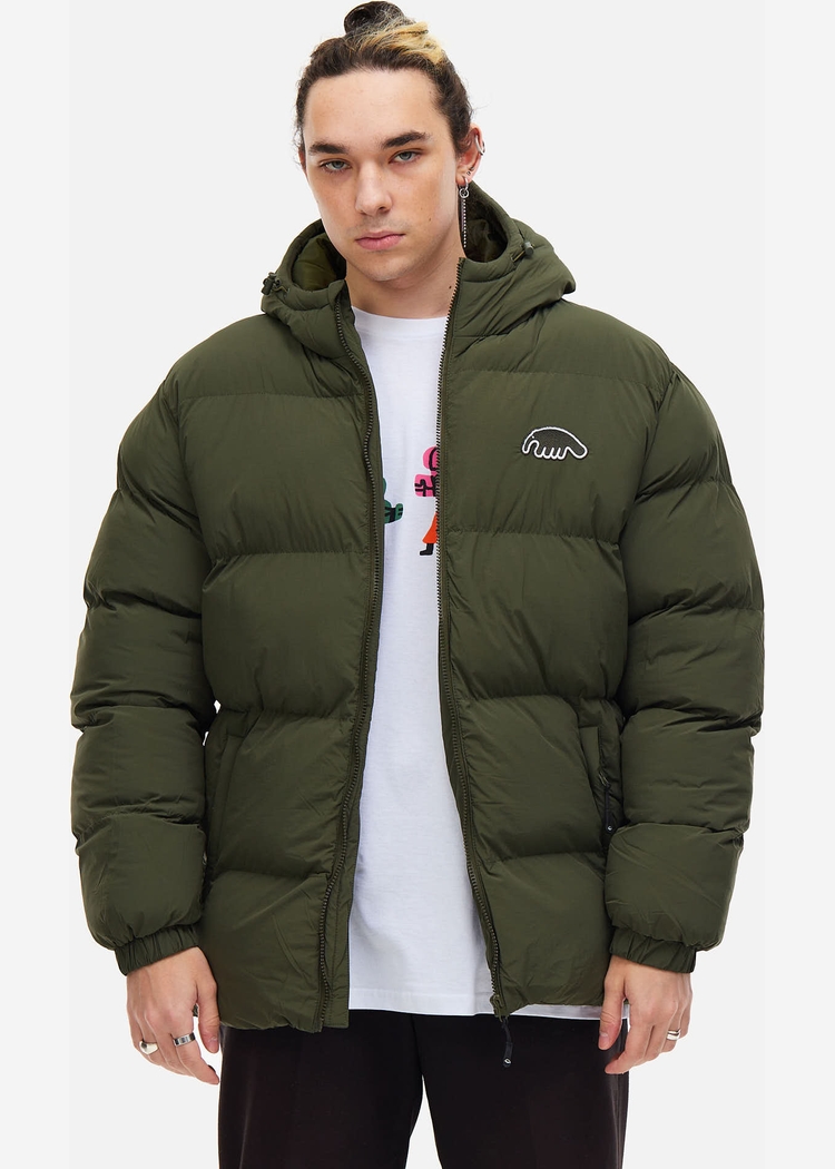Куртка зеленая ANTEATER Downjacket-HoodedCrispy-Dark-Green 