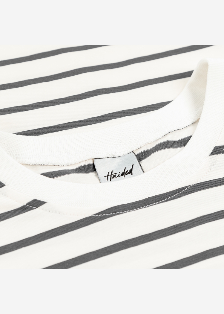 Футболка HAIDED "BERT RLXD TEE" молочная в графитовую полоску