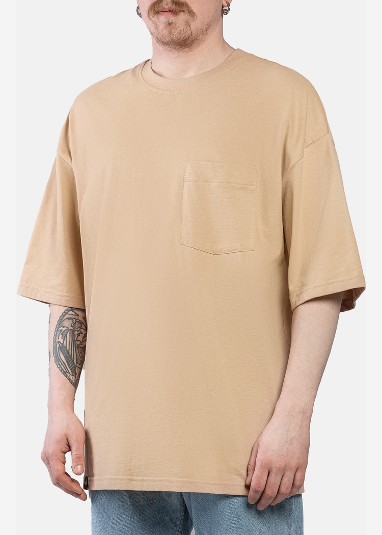 Футболка HAIDED "PCKT BRSHD RLXD TEE" светло-коричневая