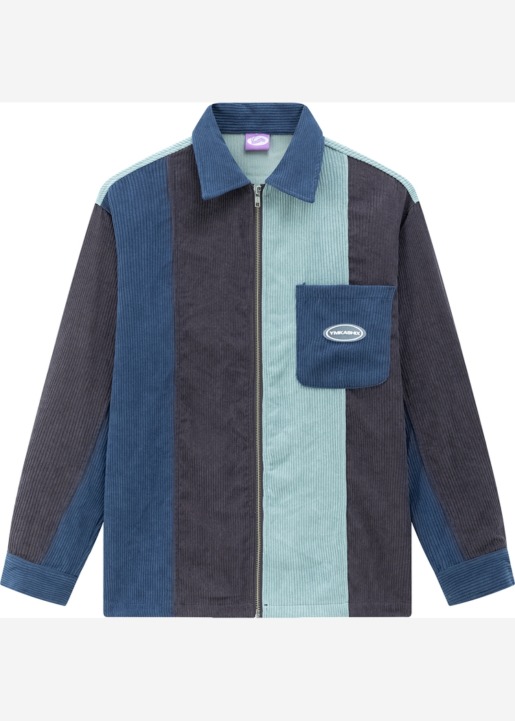Рубашка YMKASHIX VelvetColorBlock zip гол/граф/син