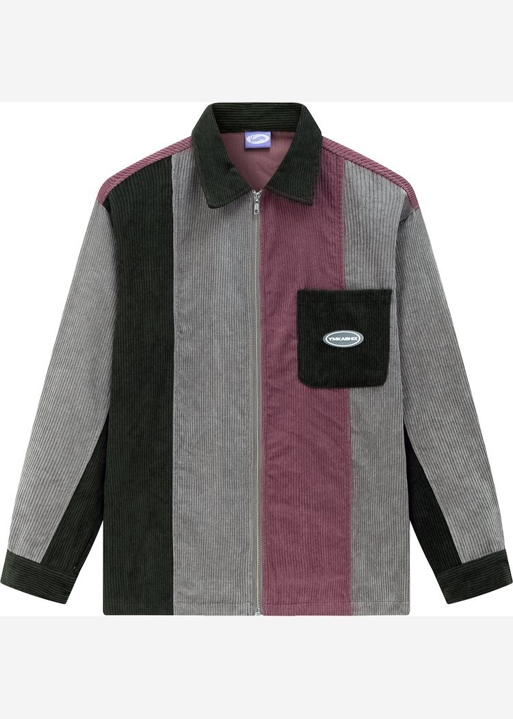 Рубашка YMKASHIX VelvetColorBlock zip сер/тзел/пур