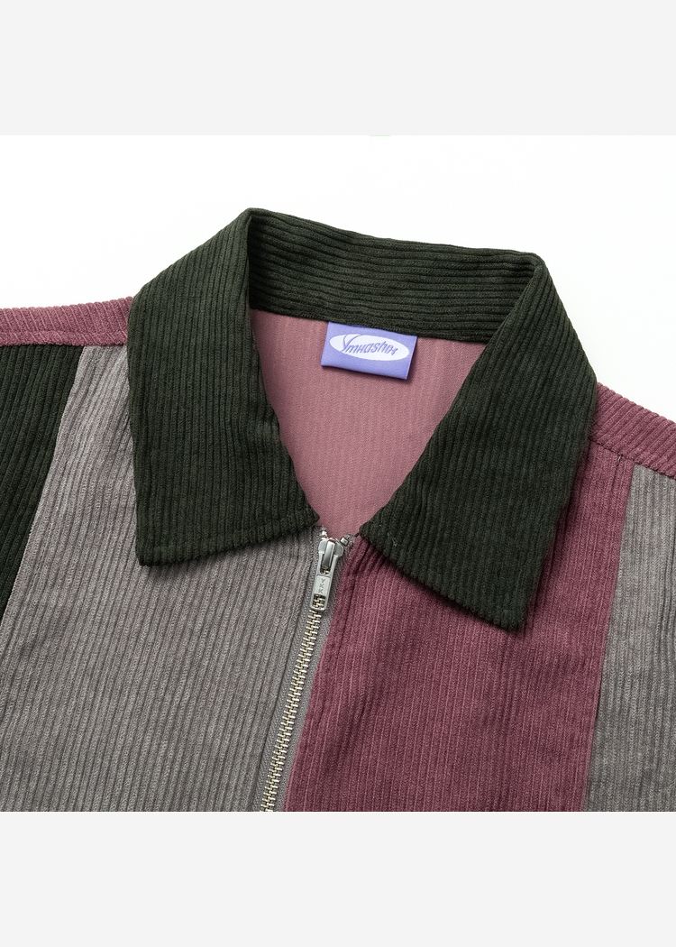 Рубашка YMKASHIX VelvetColorBlock zip сер/тзел/пур
