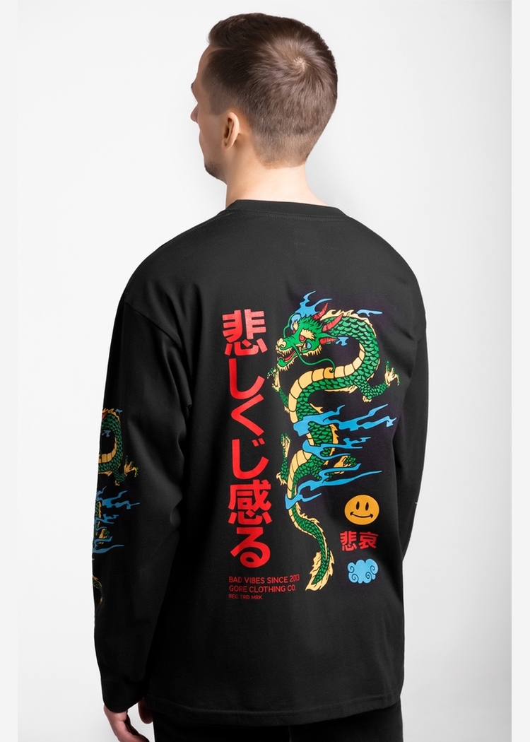 Лонгслив Дракон черный