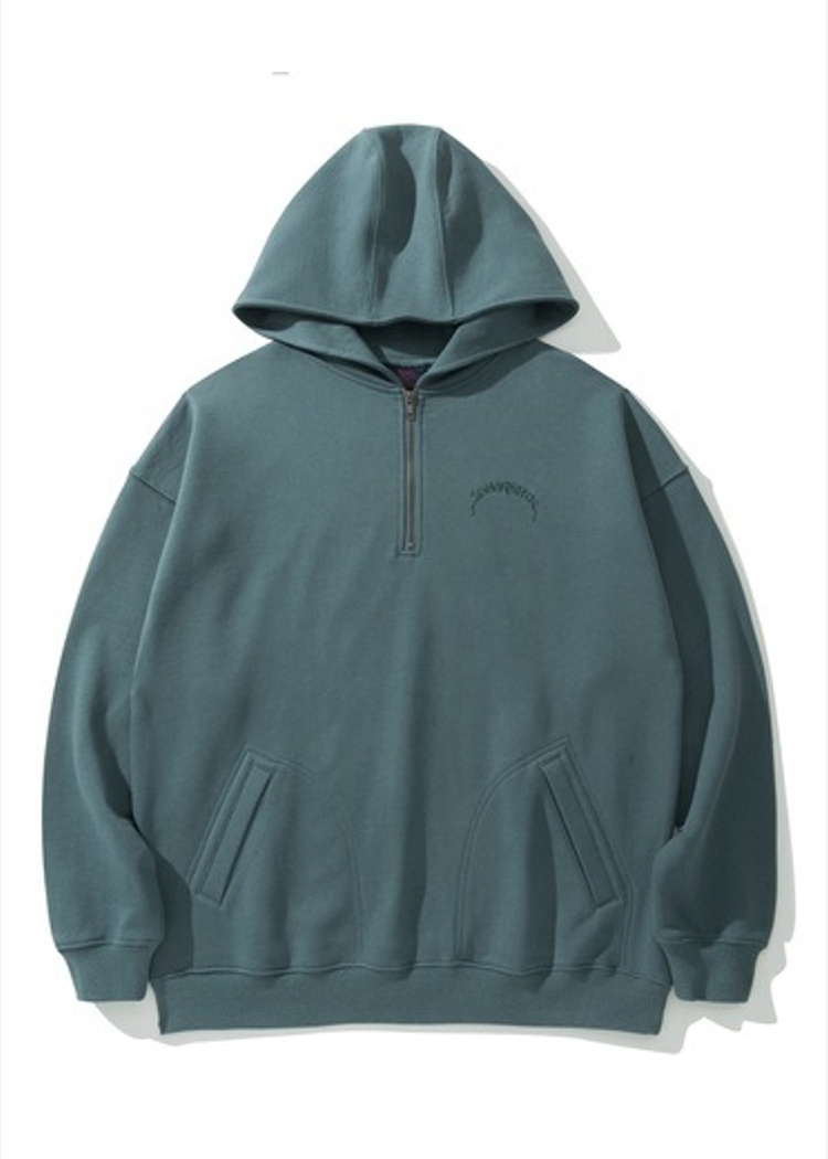 Худи PUFF Half Zip серо-зеленый