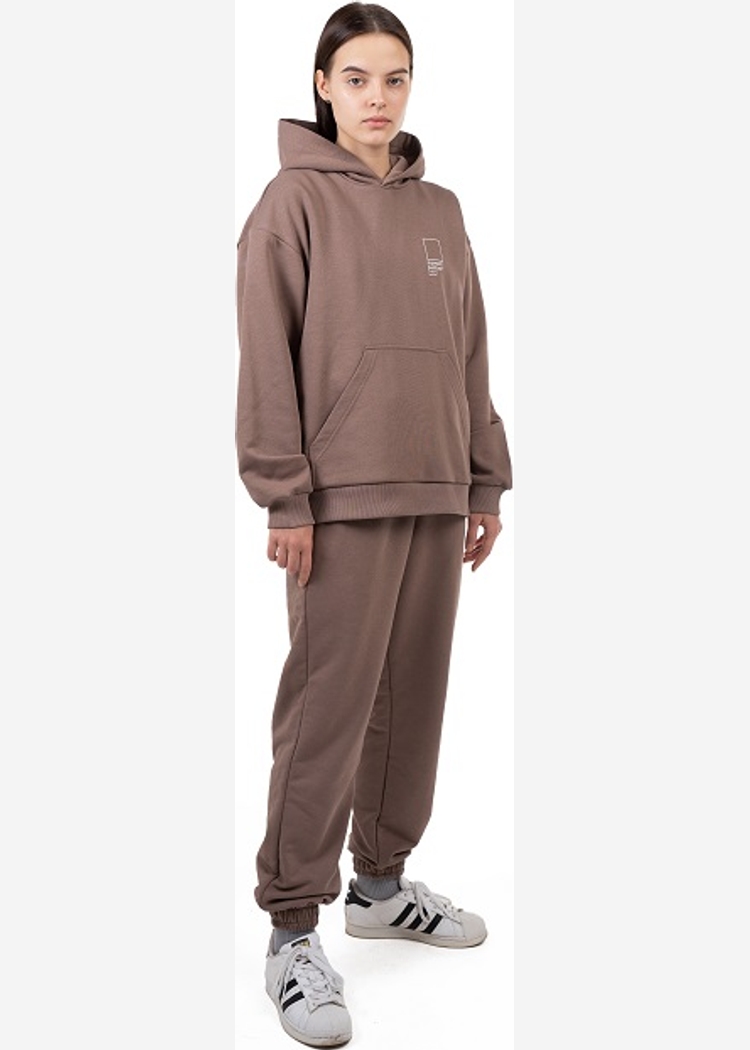 Толстовка с капюшоном 9004 W grey-brown OS