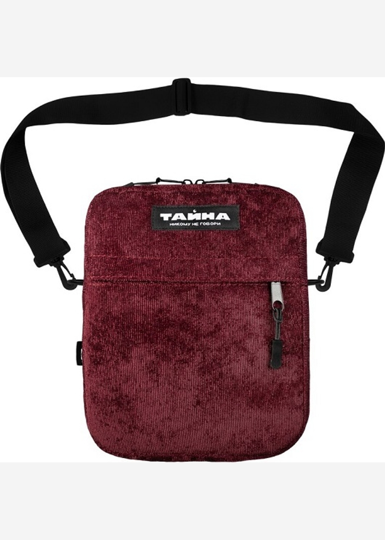 Сумка через плечо ТАЙНА вельвет плюш бордо