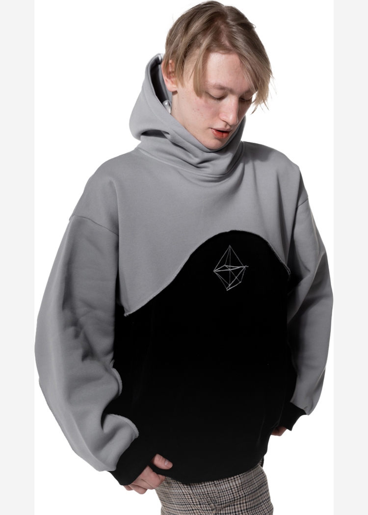 Толстовка с кап./вышивка Кристалл gray-blk man OS