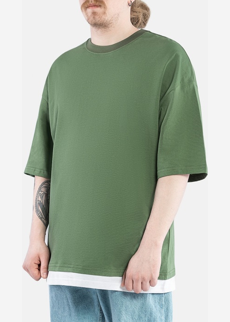 RLXD DBL HEM TEE olv/wht футболка