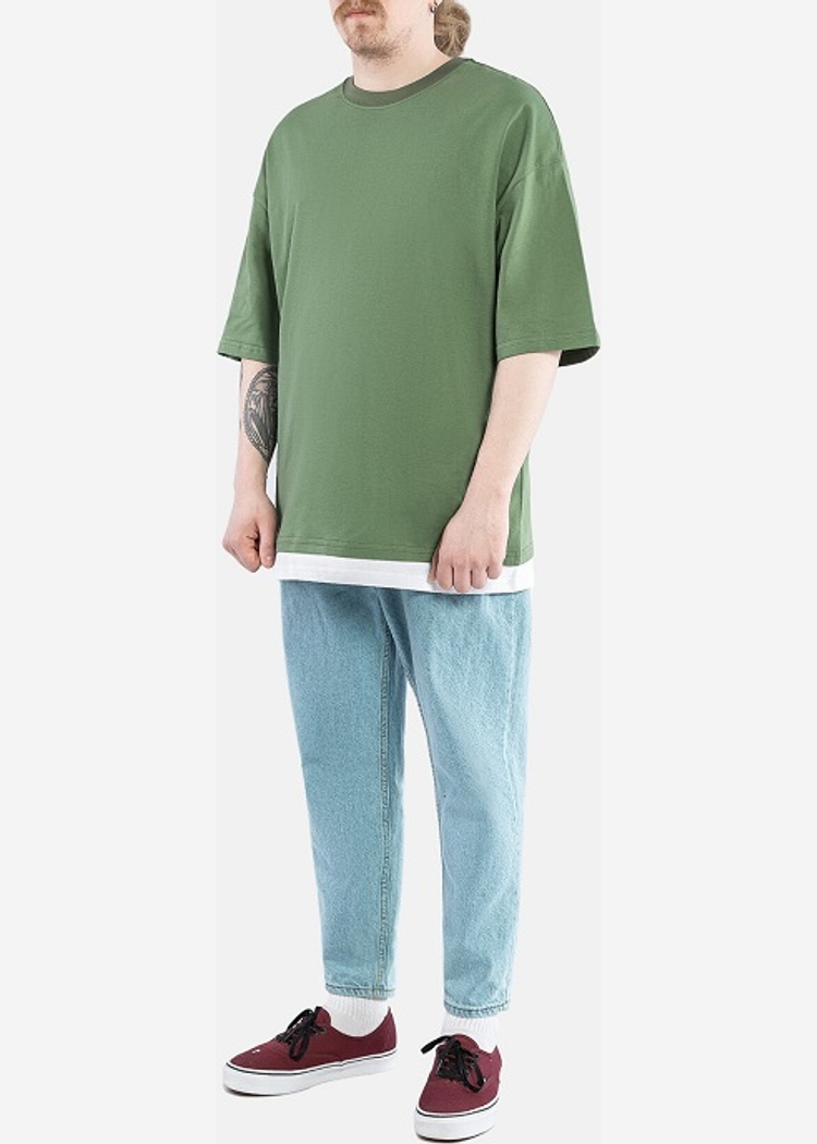 RLXD DBL HEM TEE olv/wht футболка