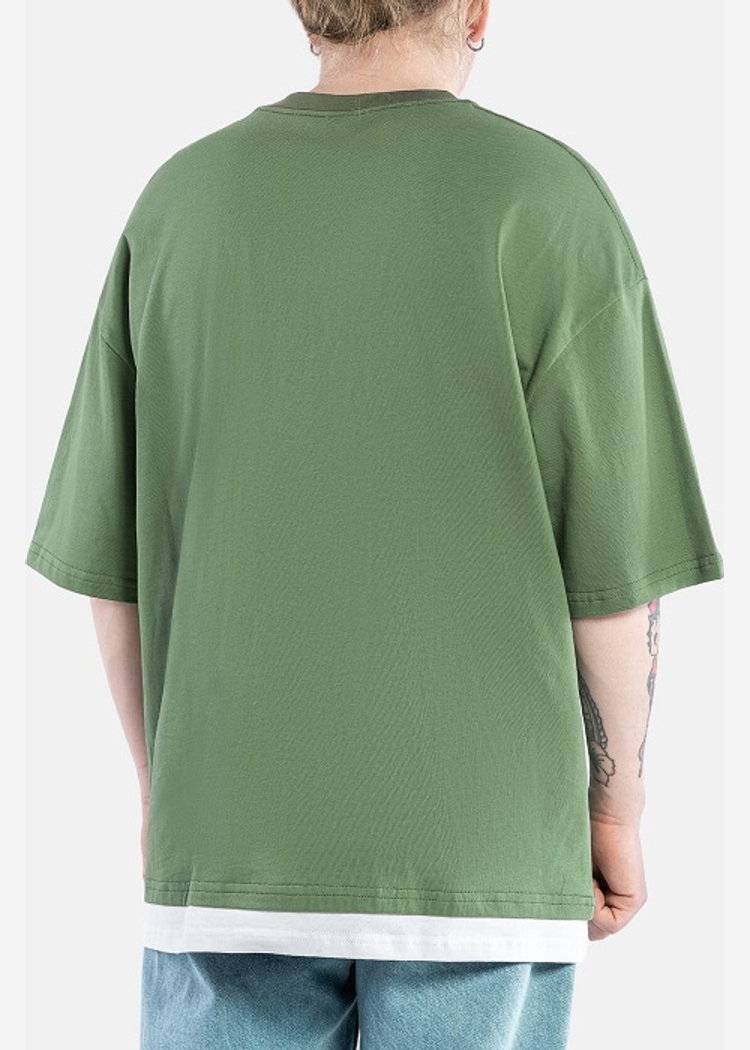 RLXD DBL HEM TEE olv/wht футболка