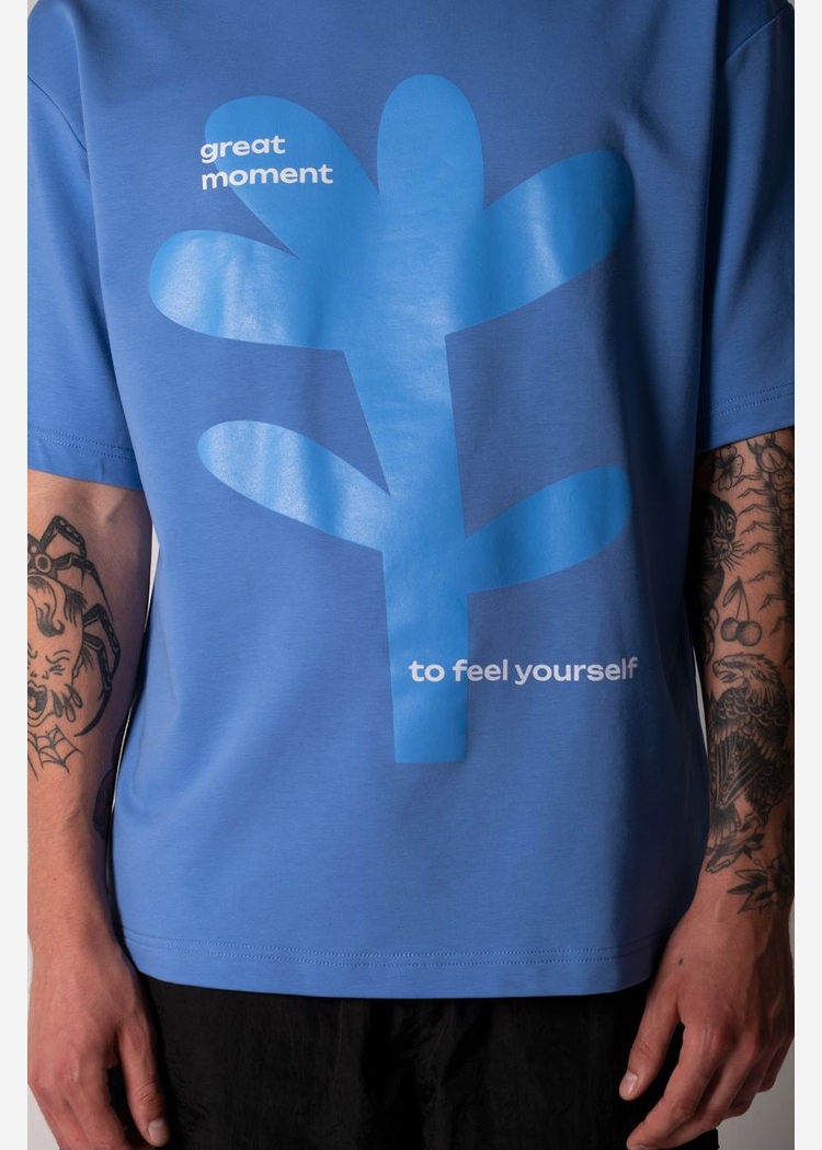 602 Flower French Terry blue OS