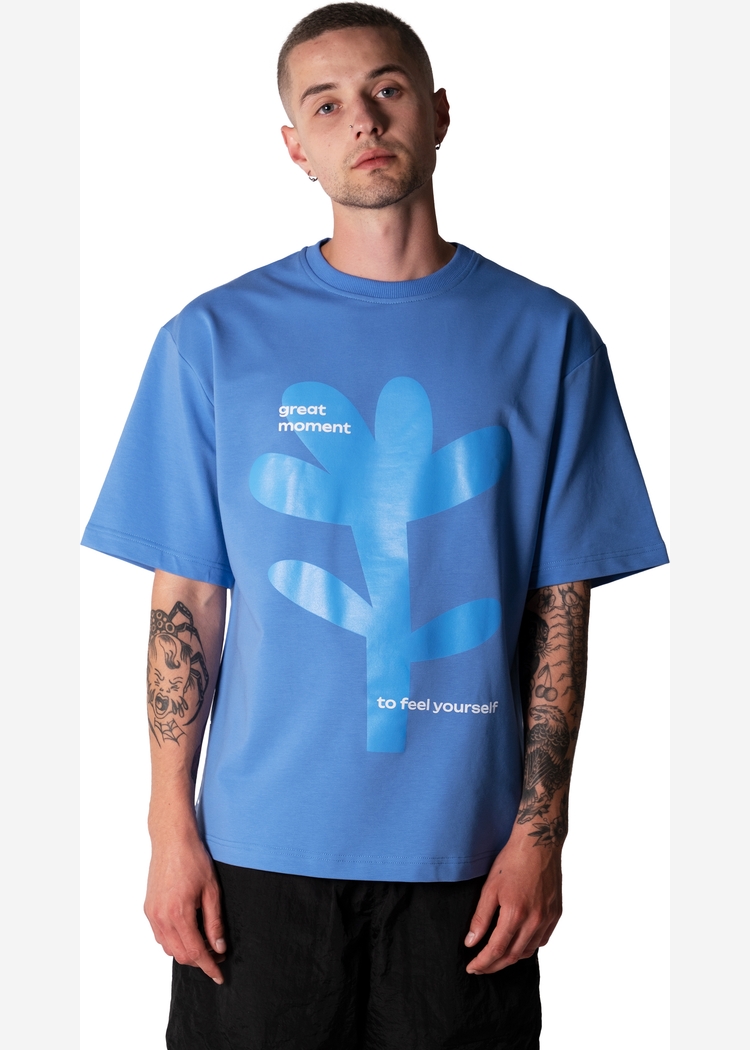 602 Flower French Terry blue OS