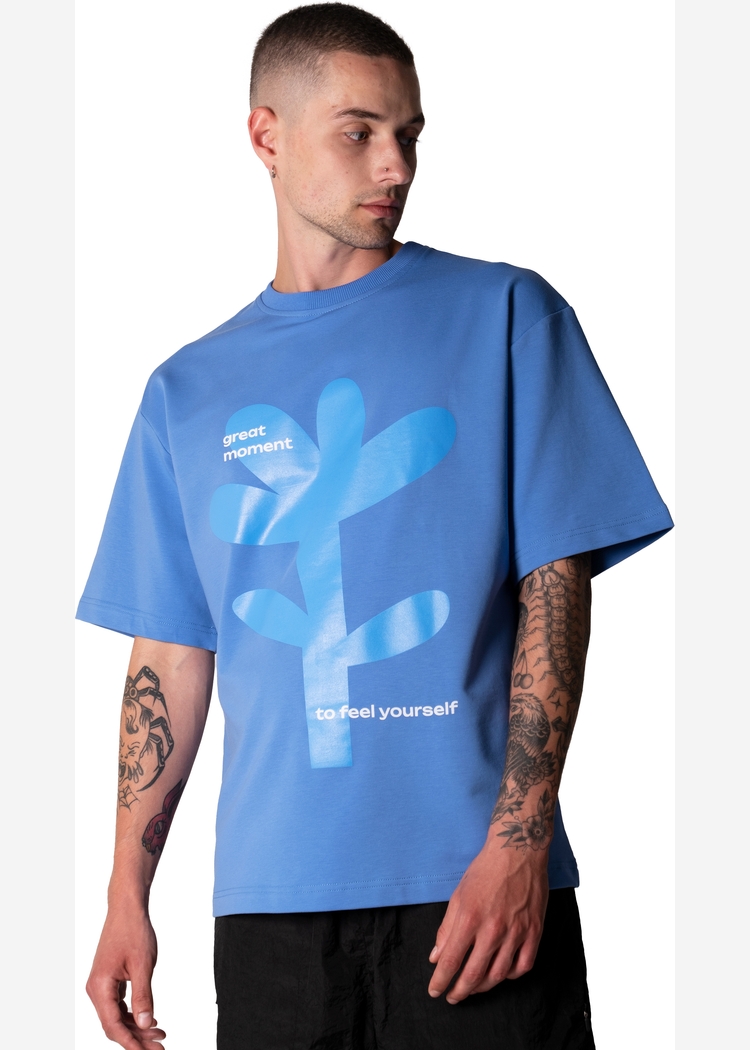 602 Flower French Terry blue OS