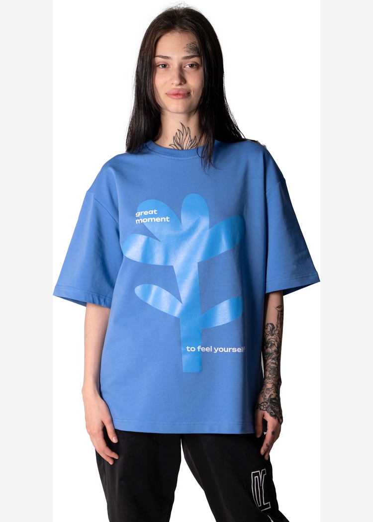 602 Flower French Terry blue OS