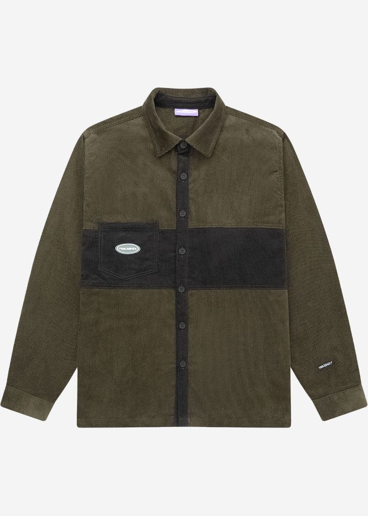 Рубашка YMKASHIX Velvet Button т.олива/графит унисекс