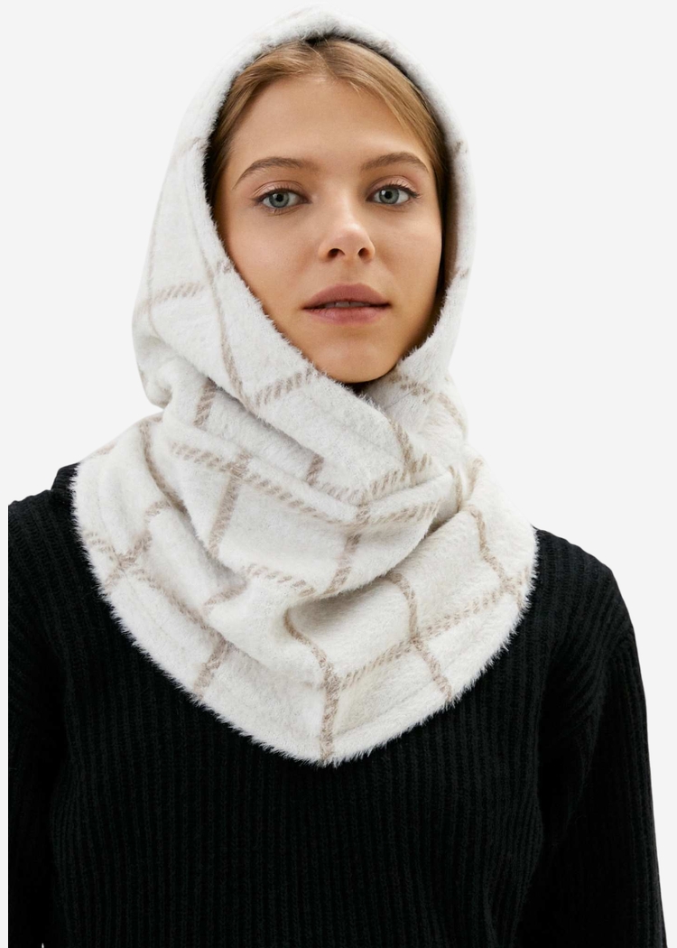 Капор SNOODLY fur lt.beige клетка
