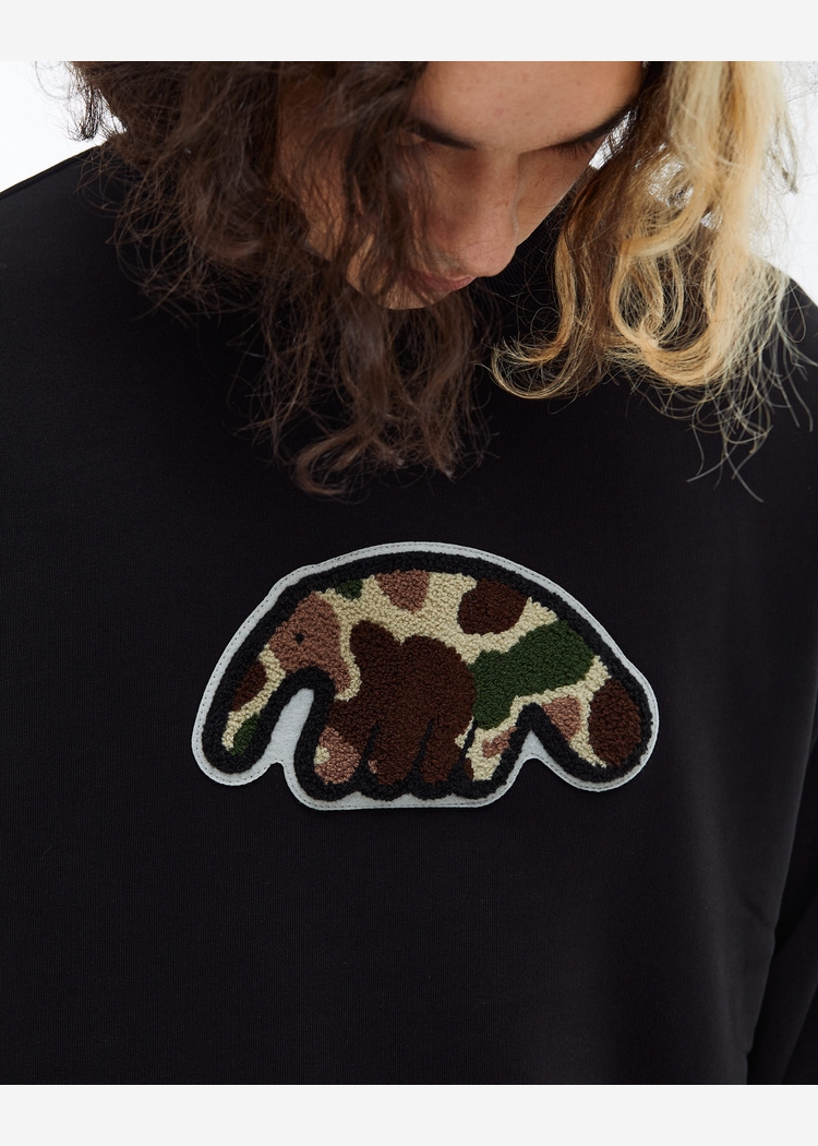 Толстовка ANTEATER Crewneck-Black-Camo-Logo черная