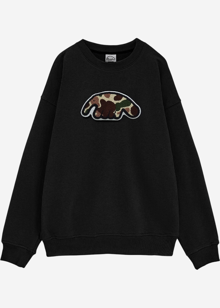 Толстовка ANTEATER Crewneck-Black-Camo-Logo черная