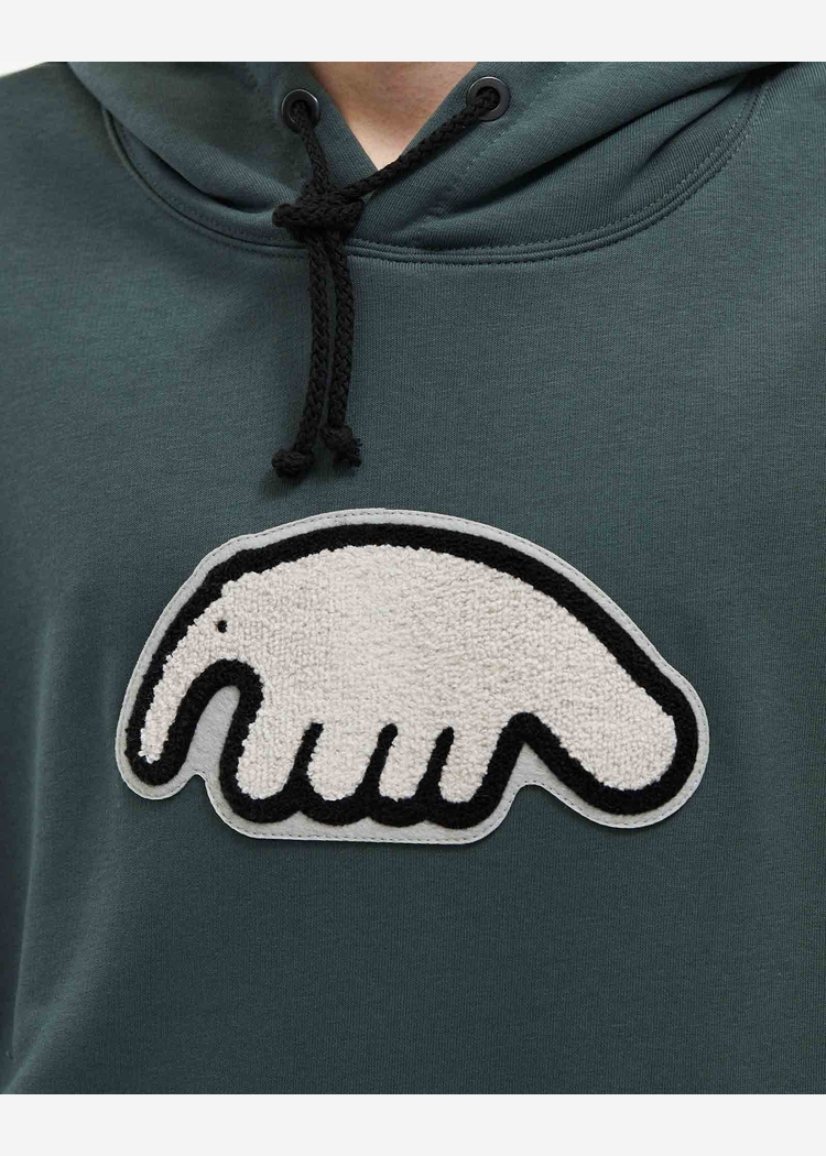 Толстовка ANTEATER Hoodie-Marengo-White-Logo серо-зеленая