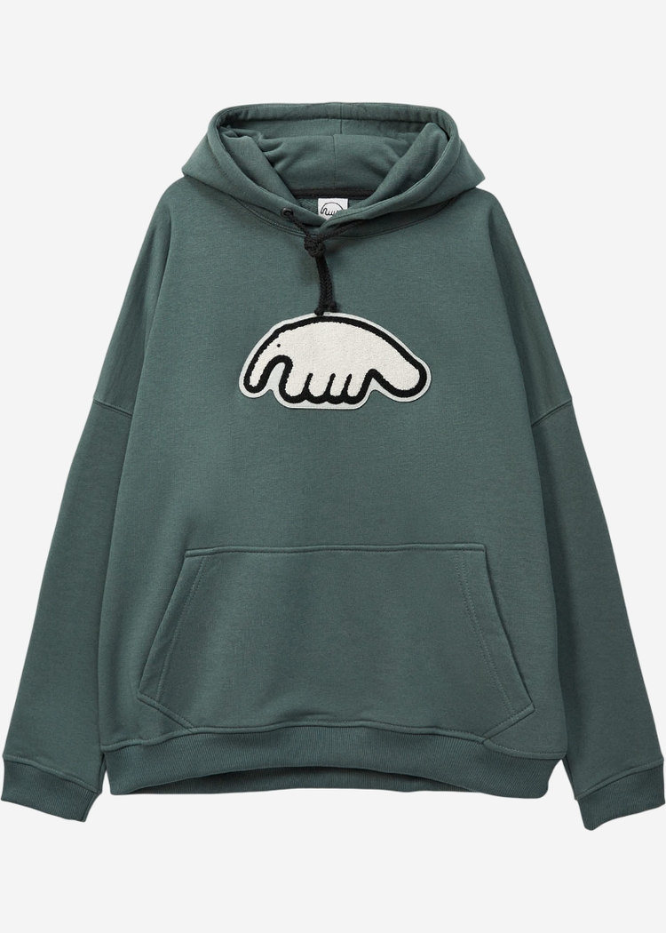 Толстовка ANTEATER Hoodie-Marengo-White-Logo серо-зеленая