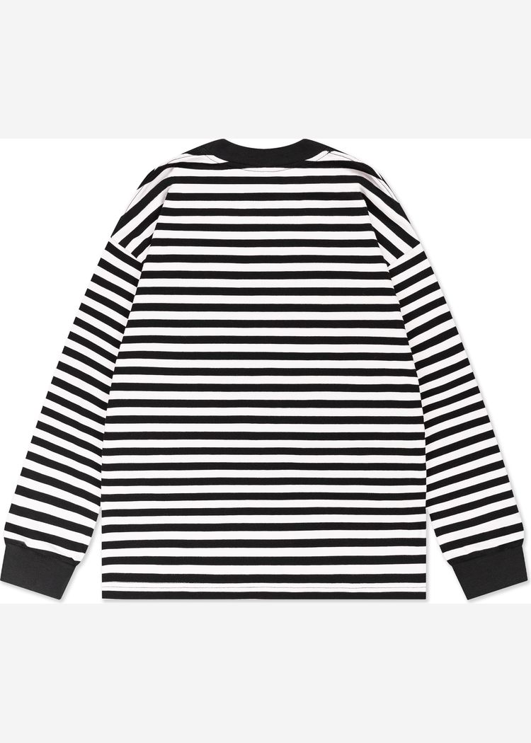 Лонгслив 1010 RLXD FIRM LS TEE бело-чёрный в полоску унисекс