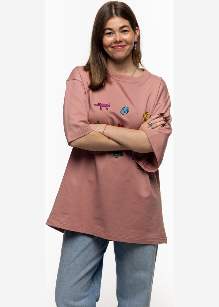 Футболка SGM Много Собак dark rose темно-розовая