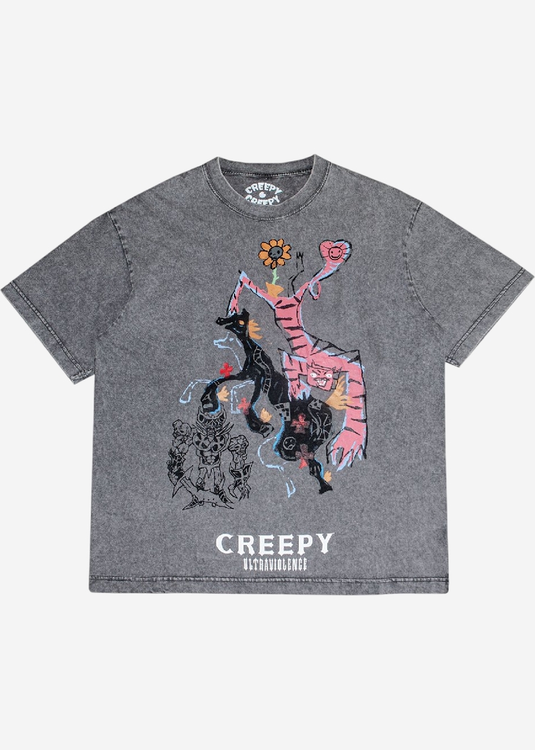Футболка Creepy лошадка серый