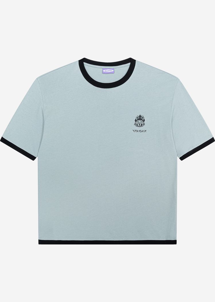 Футболка YMKASHIX HELLCOME logo серо-синяя