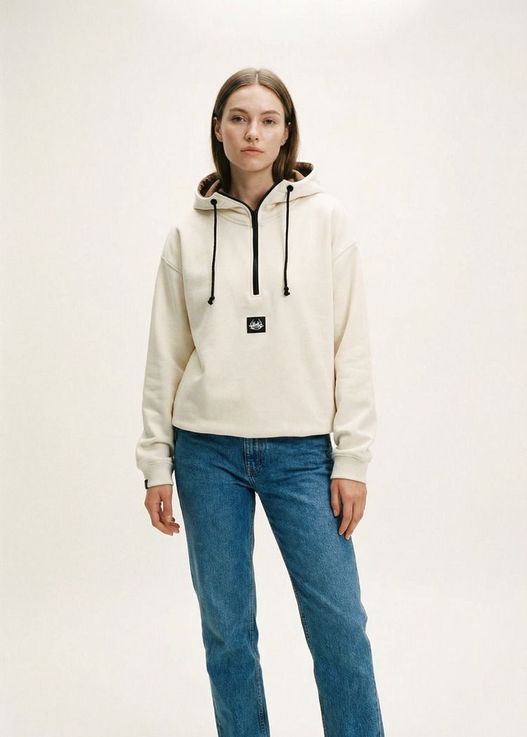 Худи Hook "Лого" Халфзип бежевый