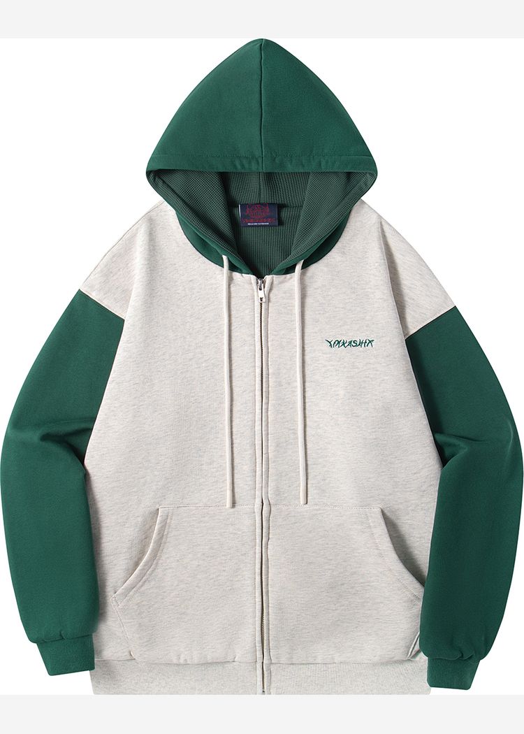 Зип худи YMKASHIX HTF светло-серое/зеленое женское