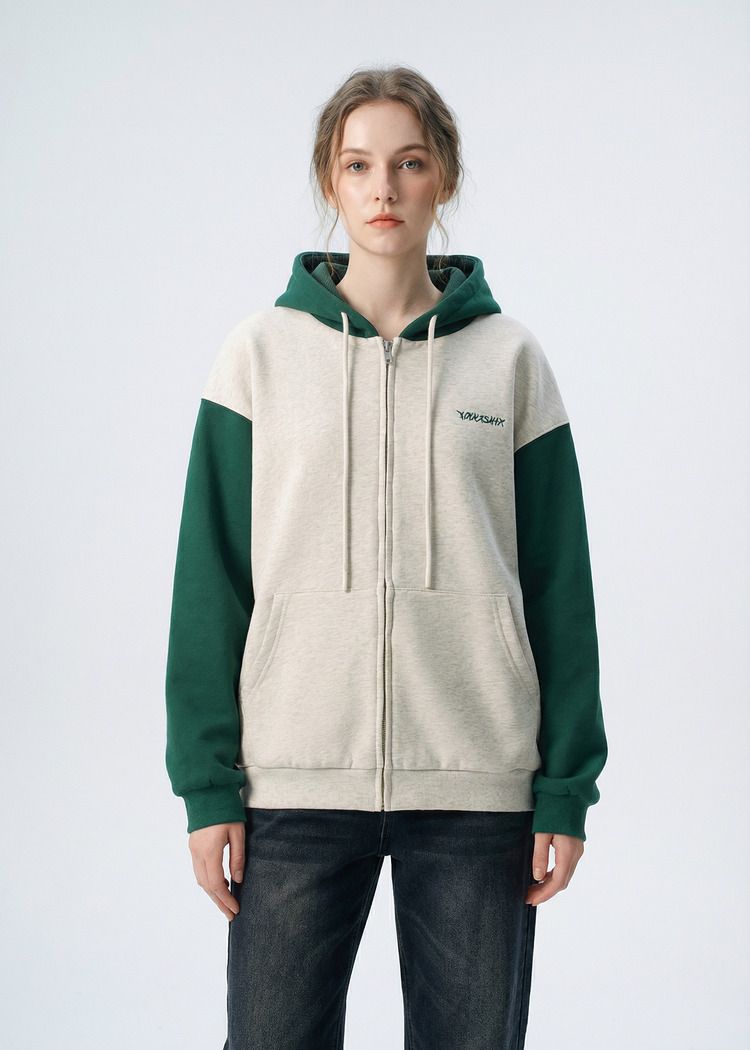 Зип худи YMKASHIX HTF светло-серое/зеленое женское