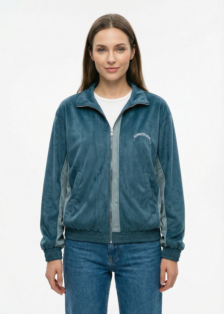 Олимпийка велюровая YMKASHIX Puff темно-синяя женская