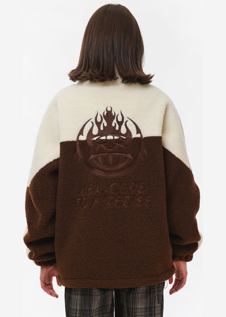 Куртка YMKASHIX Furry Big Logo HTF бело-коричневая женская