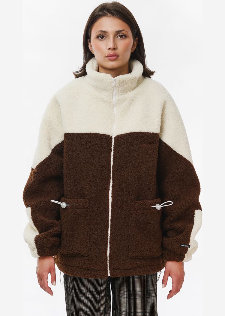 Куртка YMKASHIX Furry Big Logo HTF бело-коричневая женская