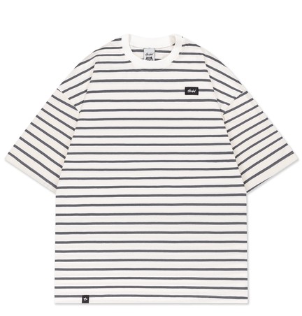 Футболка HAIDED "BERT RLXD TEE" молочная в графитовую полоску