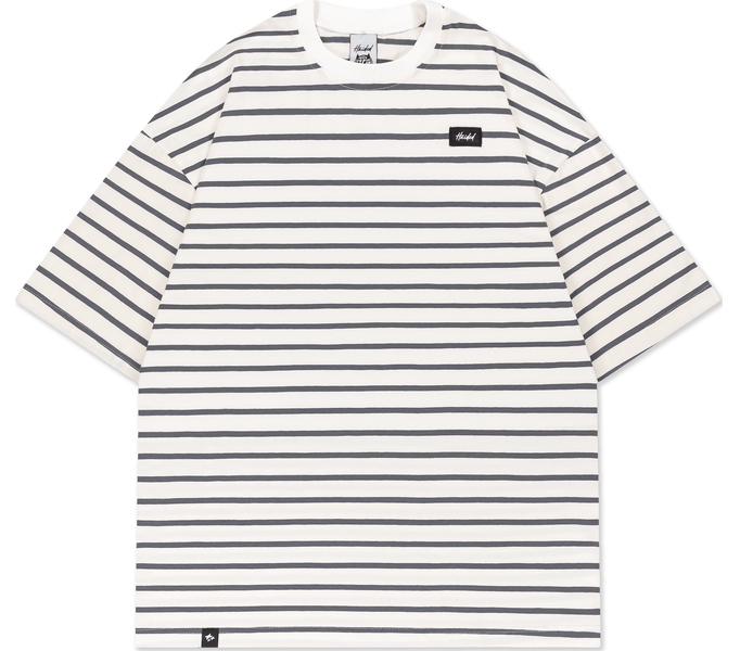 Футболка HAIDED "BERT RLXD TEE" молочная в графитовую полоску