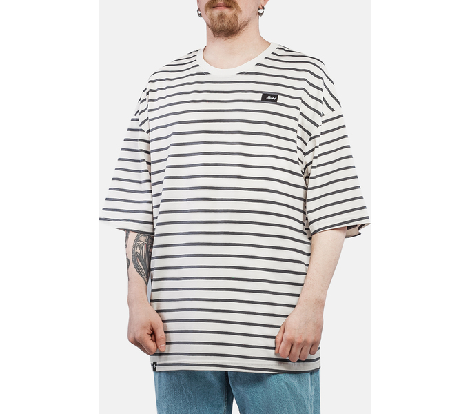 Футболка HAIDED "BERT RLXD TEE" молочная в графитовую полоску