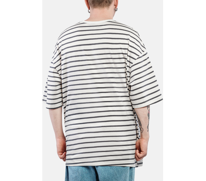 Футболка HAIDED "BERT RLXD TEE" молочная в графитовую полоску