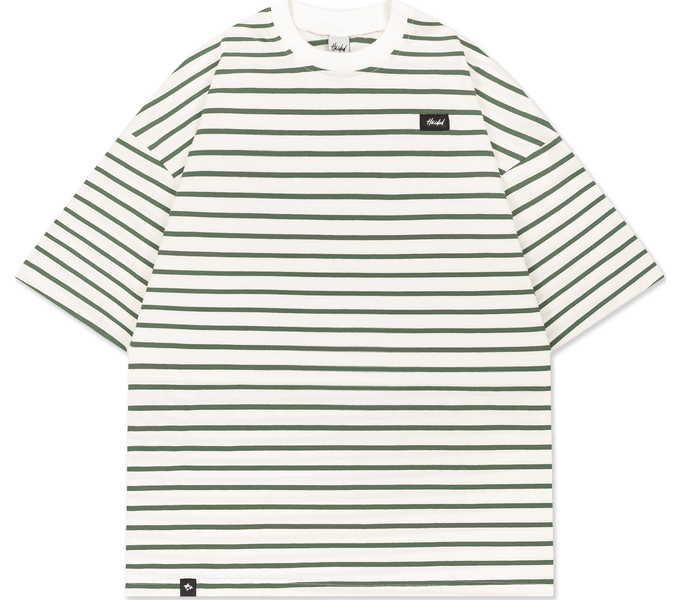 Футболка HAIDED "BERT RLXD TEE" молочная в полуску хаки