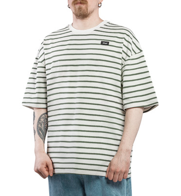 Футболка HAIDED "BERT RLXD TEE" молочная в полуску хаки