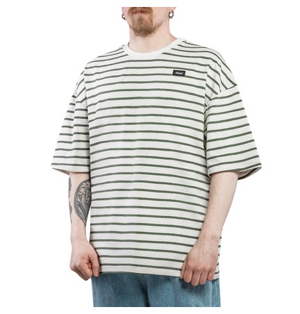 Футболка HAIDED "BERT RLXD TEE" молочная в полуску хаки