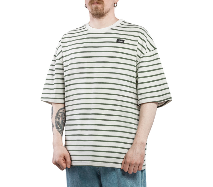 Футболка HAIDED "BERT RLXD TEE" молочная в полуску хаки