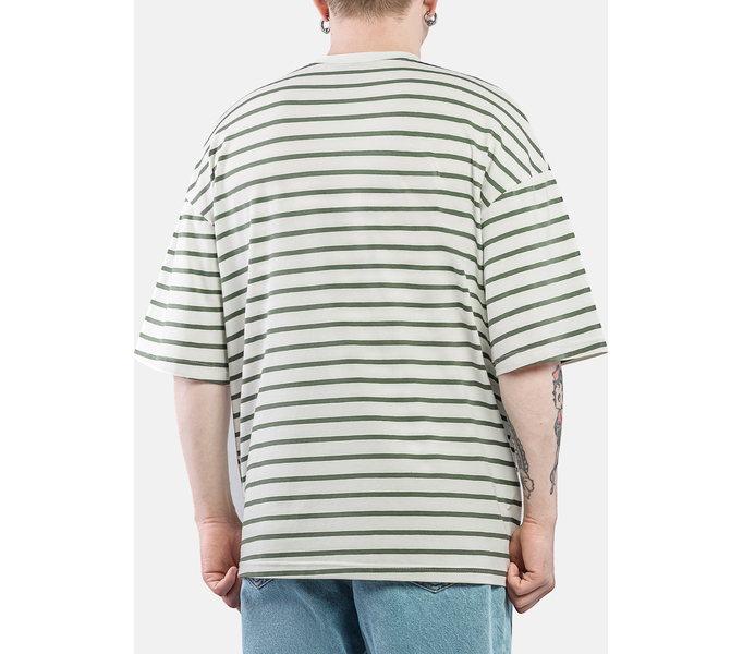 Футболка HAIDED "BERT RLXD TEE" молочная в полуску хаки