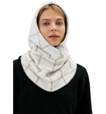 Капор SNOODLY fur lt.beige клетка