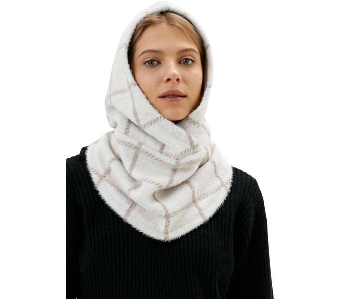 Капор SNOODLY fur lt.beige клетка