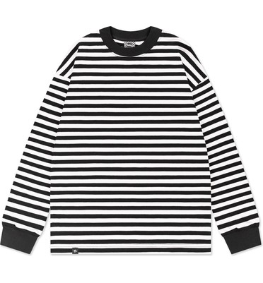 Лонгслив 1010 RLXD FIRM LS TEE бело-чёрный в полоску унисекс