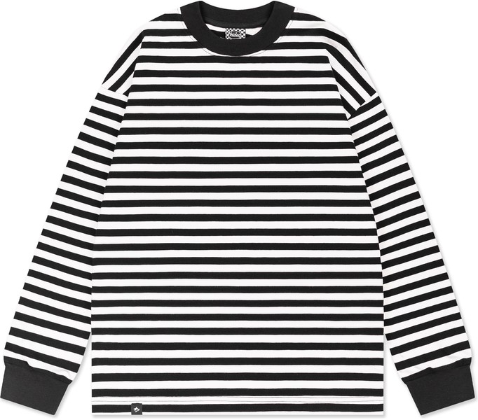 Лонгслив 1010 RLXD FIRM LS TEE бело-чёрный в полоску унисекс